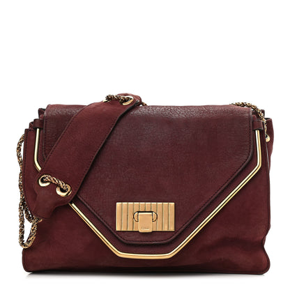 Chloe Nubuck Medium Sally Flap Bag Burgundy 1 of 14