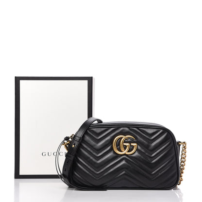 Gucci Calfskin Matelasse Small GG Marmont Chain Shoulder Bag Black 11 of 11