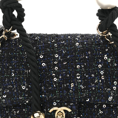 Chanel Tweed Mini Pearl Handle Flap Black Ecru 10 of 10