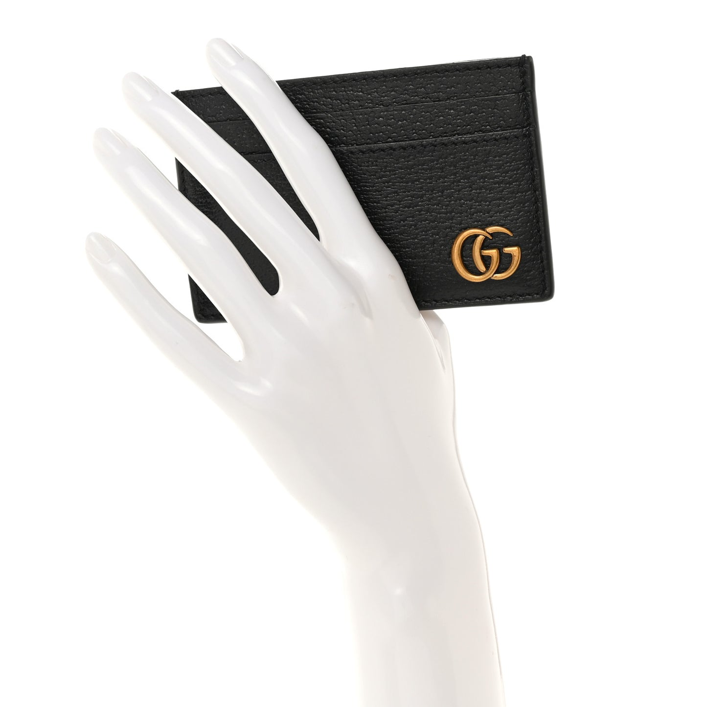 Calfskin Boar Effect GG Marmont Card Holder Black