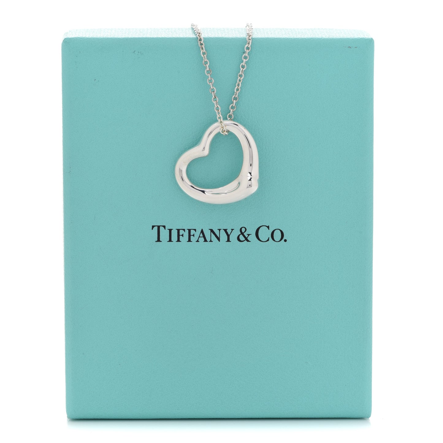 Sterling Silver 22mm Elsa Peretti Open Heart Pendant Necklace