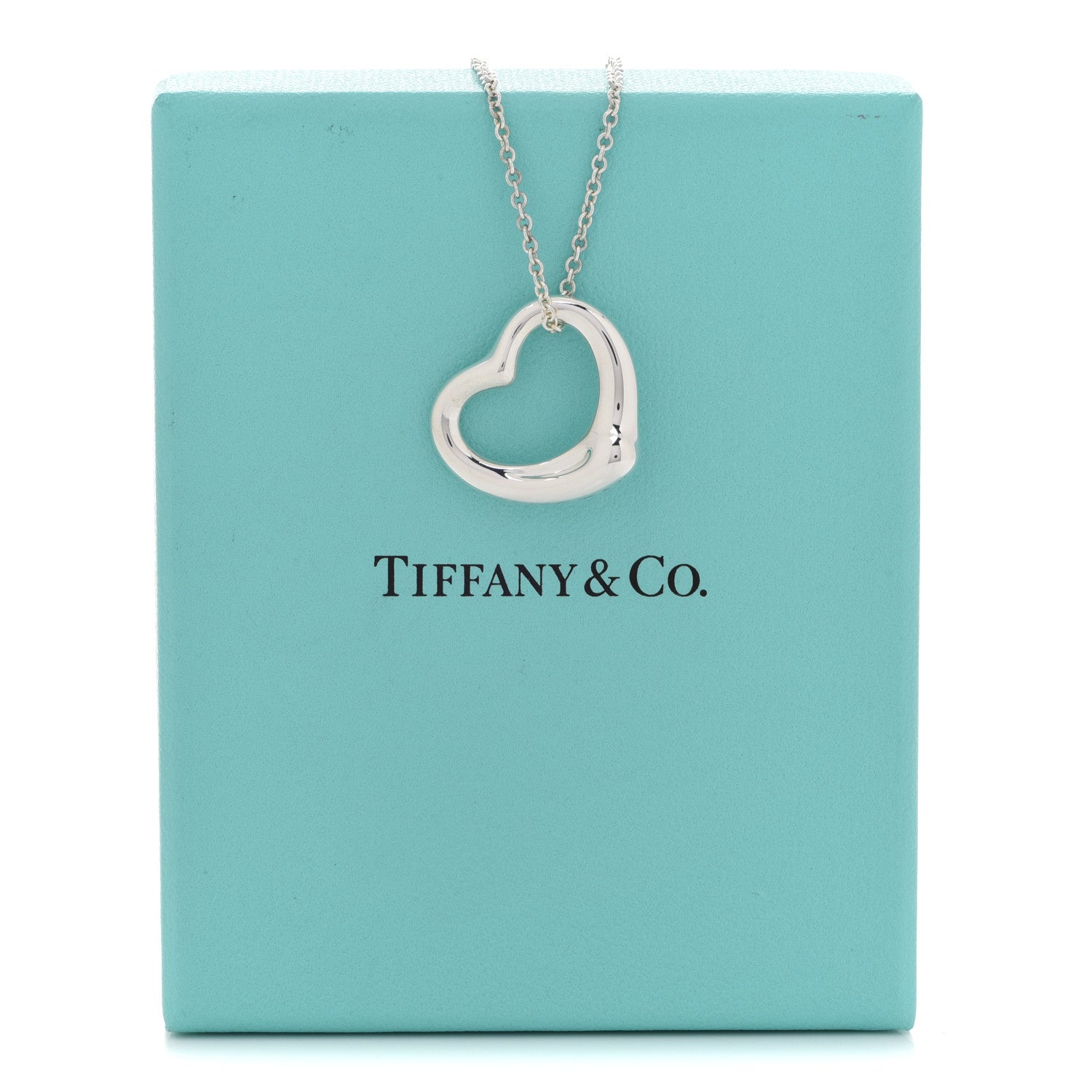 Tiffany Sterling Silver 22mm Elsa Peretti Open Heart Pendant Necklace 8 of 8