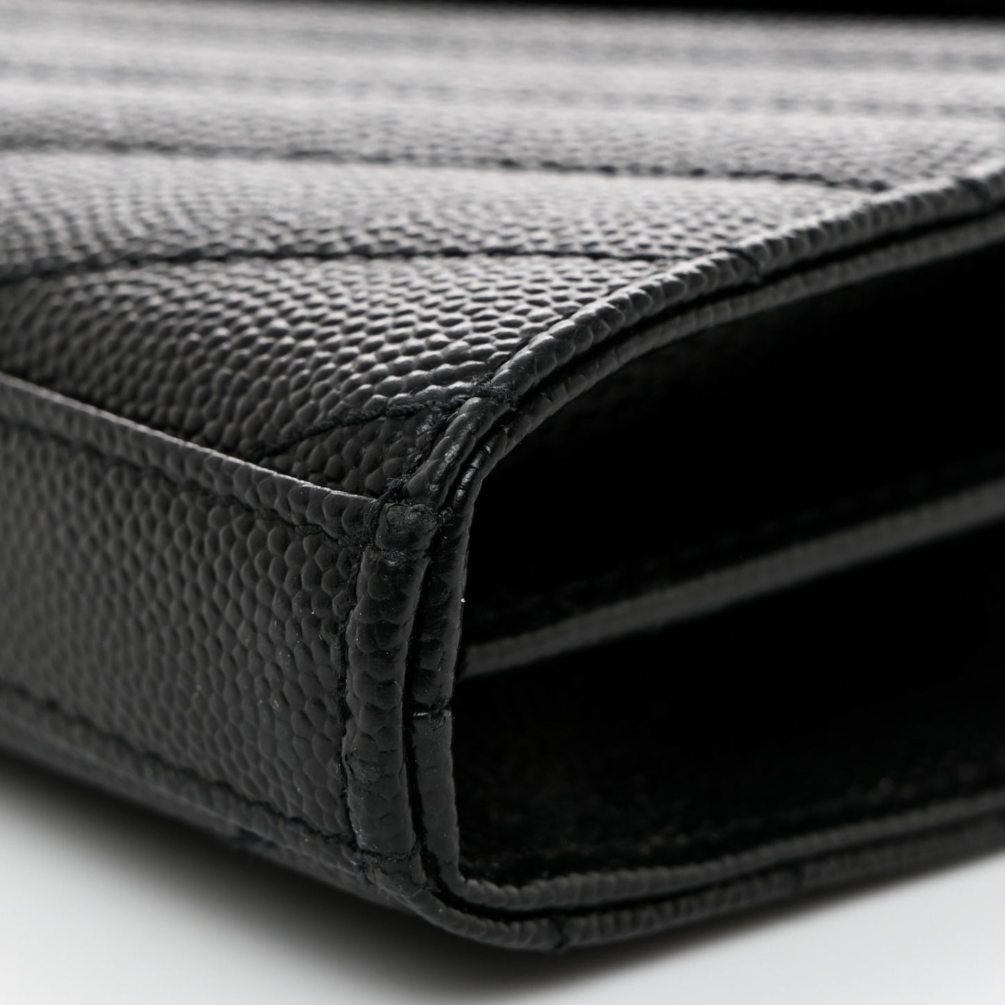 Grain De Poudre Matelasse Chevron Monogram Monochrome Chain Wallet Black