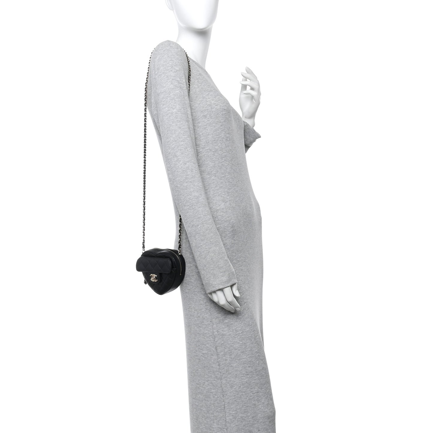 Lambskin Quilted CC In Love Heart Clutch With Chain Black