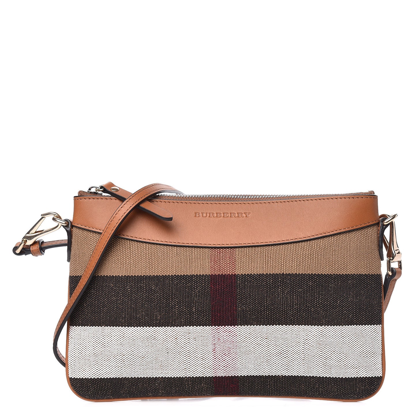Mega Check Peyton Crossbody Clutch Bag Saddle Brown