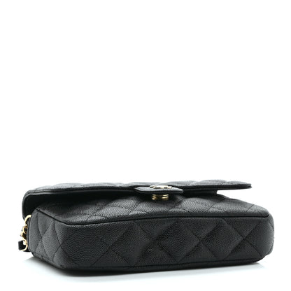 Chanel Caviar Quilted Flap Phone Holder With Chain Black 4 of 12