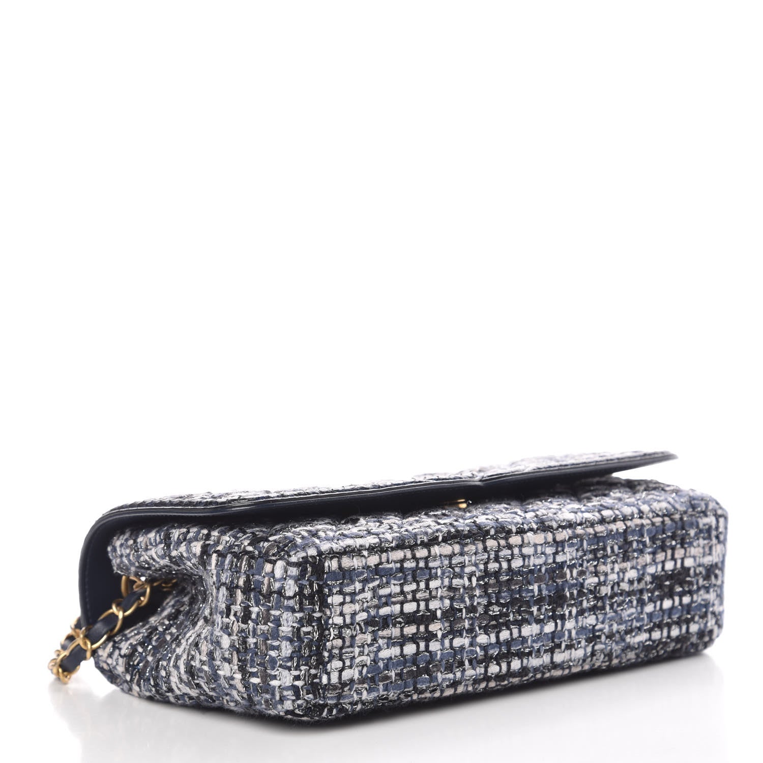 Chanel Tweed Watersnake Quilted Medium CC Filigree Flap Blue Black Ecru Silver 4 of 10