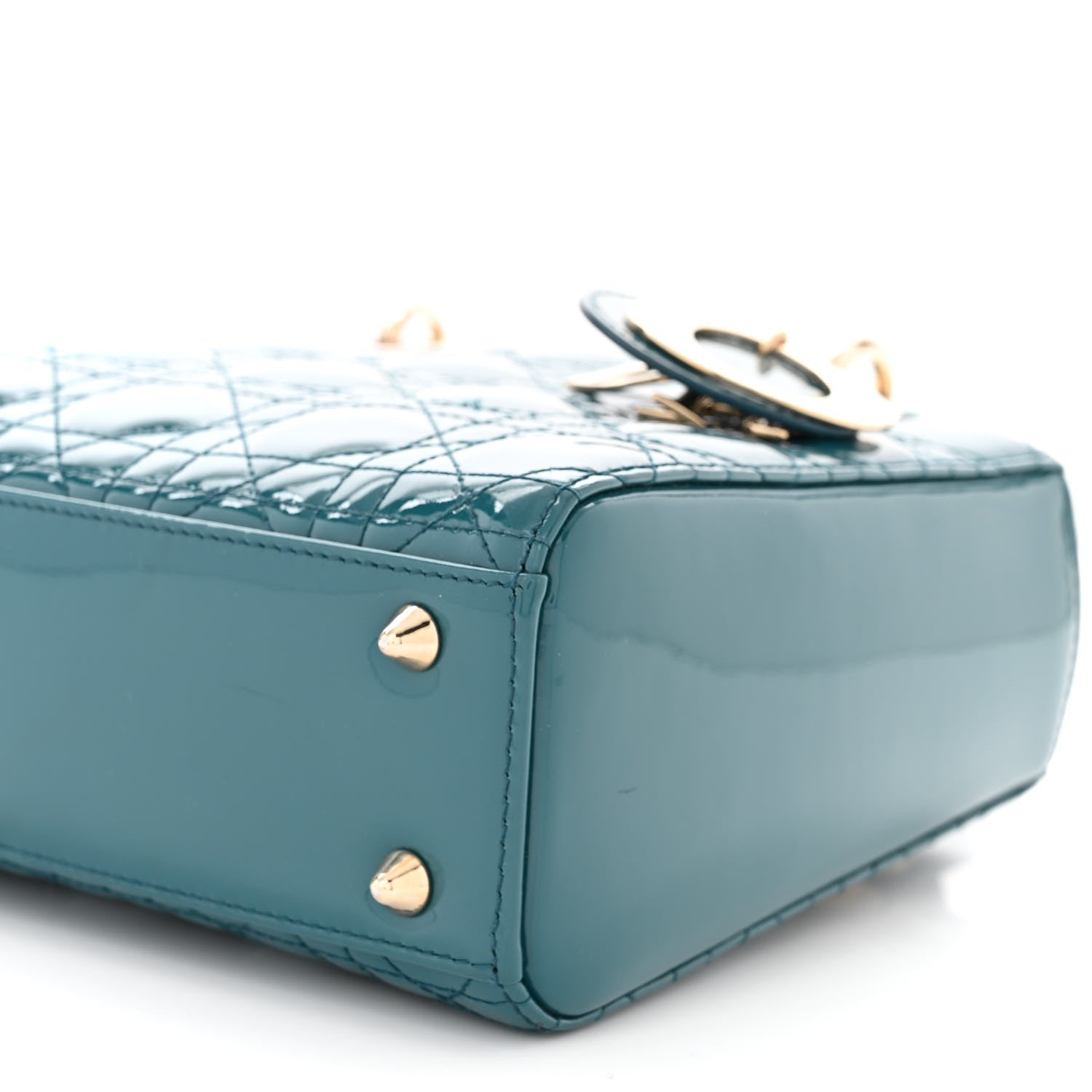 Christian Dior Patent Cannage Small Lady Dior Turquoise 10 of 10