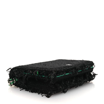 Chanel Tweed Fringe Wallet On Chain WOC Black Green 4 of 11