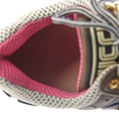 Gucci X SEGA Mesh Canvas Calfskin Womens Flashtrek Sneakers 37 White Box Pink Ardesia Loess 7 of 8