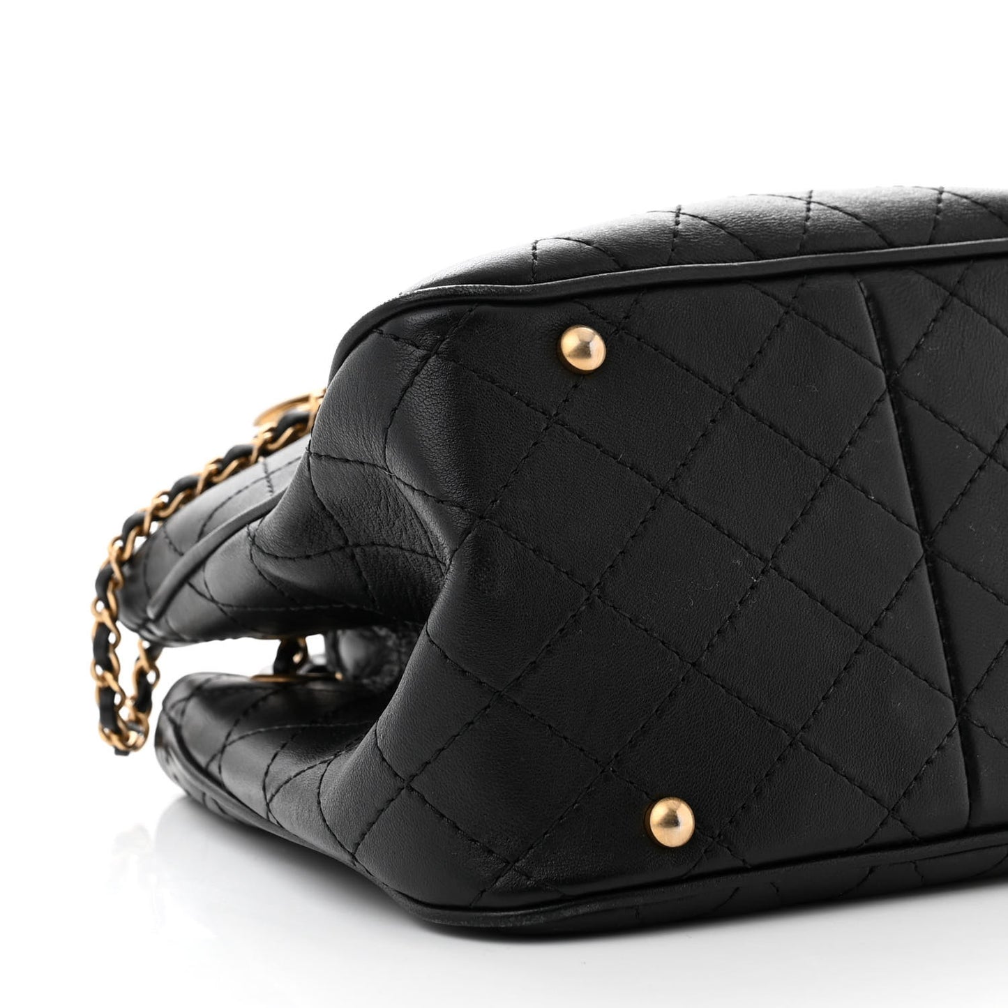 Calfskin Stitched Small Egyptian Amulet Drawstring Bag Black