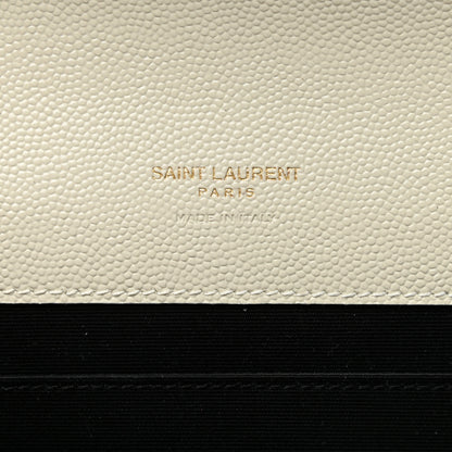 Saint Laurent Grain De Poudre Matelasse Chevron Monogram Envelope Clutch Crema Soft 6 of 11