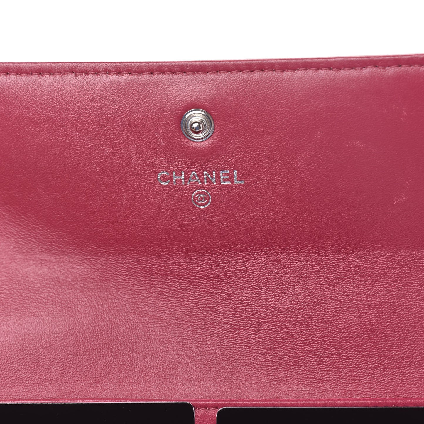 Patent Camellia Embossed Flap Wallet Pink