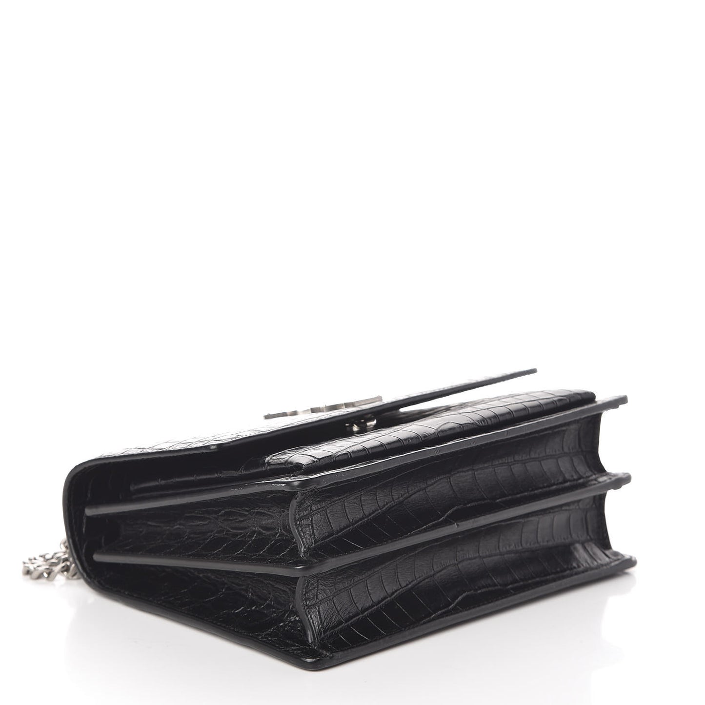 Calfskin Crocodile Embossed Medium Monogram Sunset Black