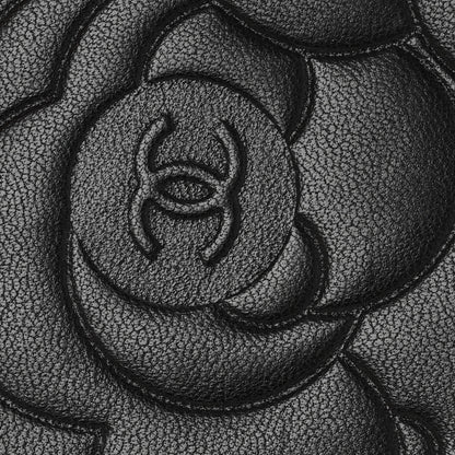 Chanel Lambskin Camellia Embossed Yen Wallet Black 12 of 13