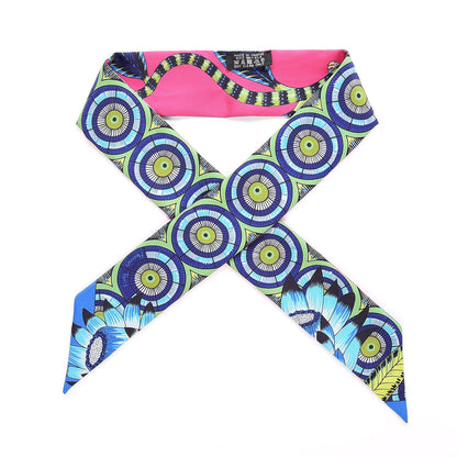 Hermes Silk The Savana Dance Twilly Rose Indien Indigo Vert 1 of 5