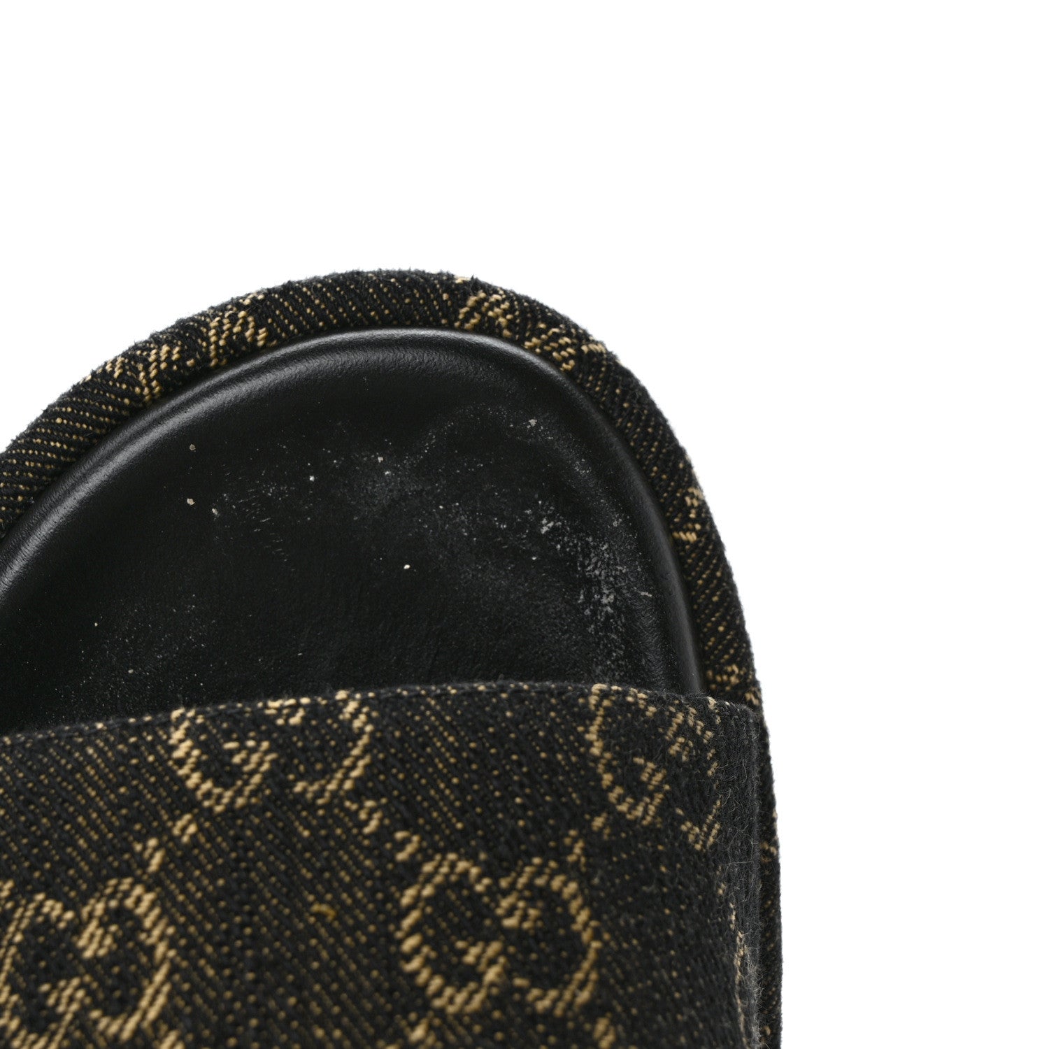 Gucci Jacquard Black Denim GG Monogram Angelina Platform 55mm Slide Sandals 38 Black Ivory 8 of 9