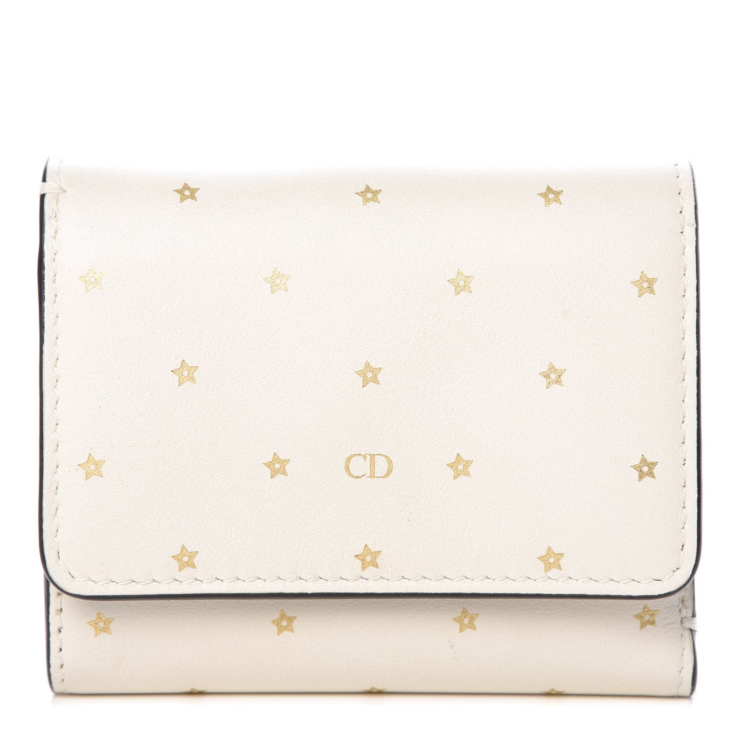 Calfskin Embossed Stars Medium Wallet White Multi