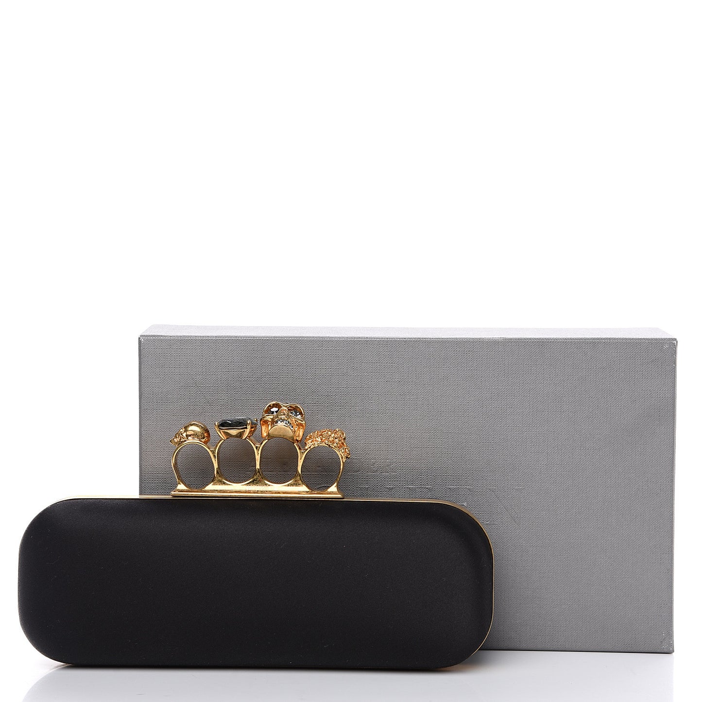 Silk Knucklebox Clutch Black