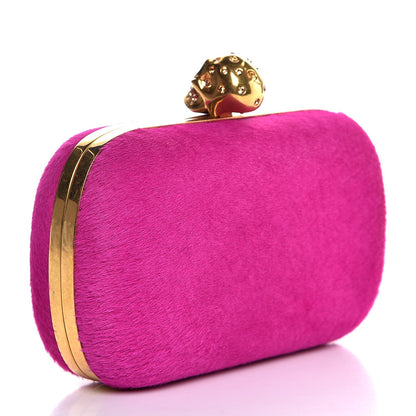 Alexander McQueen Calf Hair Skull Box Clutch Bright Pink 3 of 7