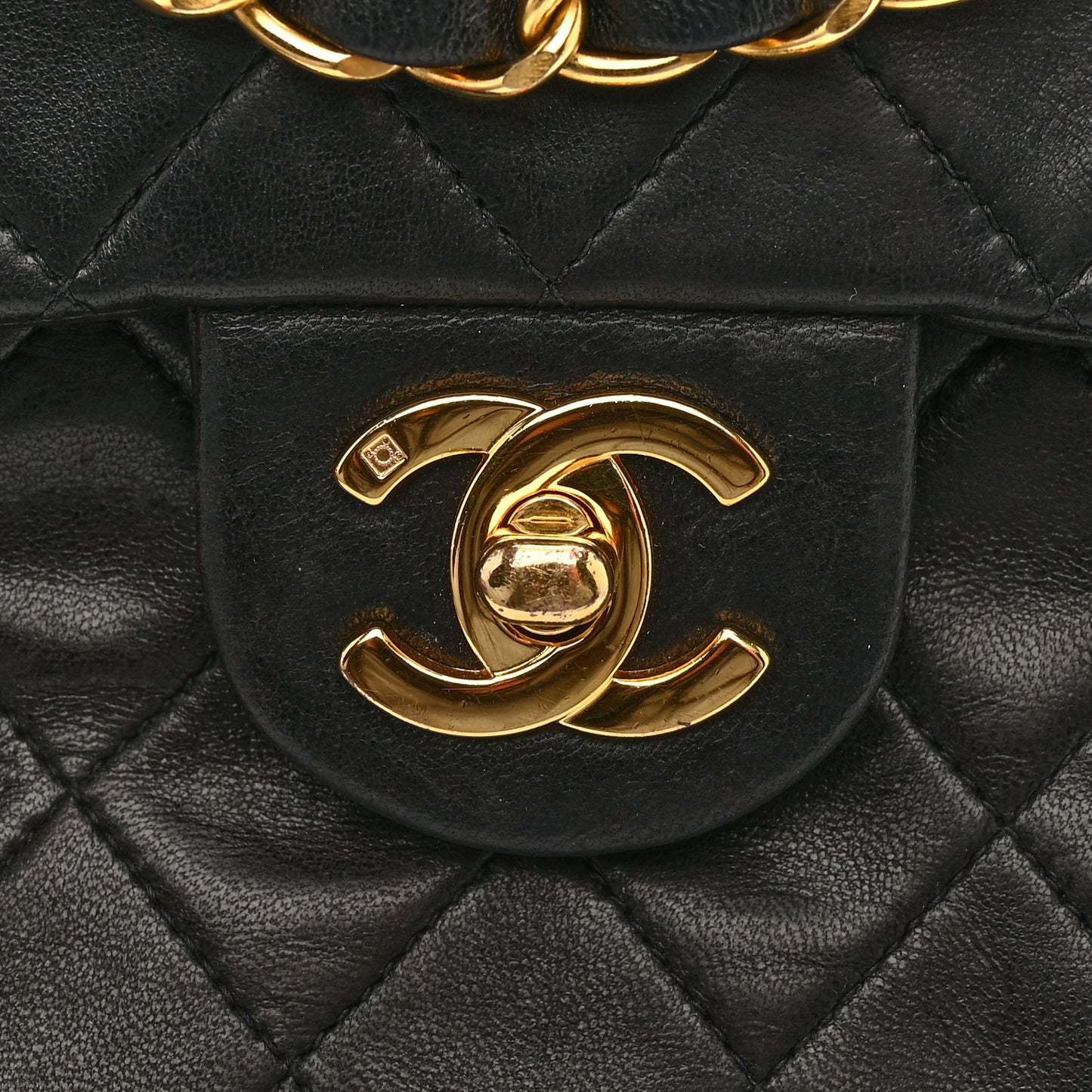 Lambskin Quilted Mini Square Flap Black