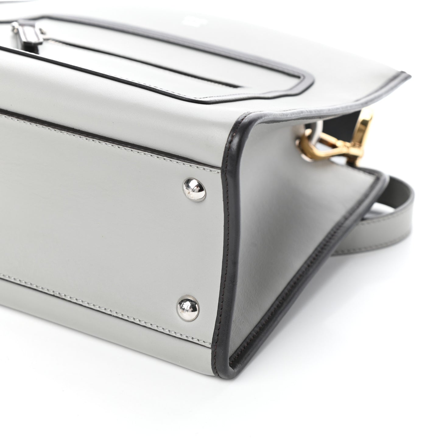 Vitello Century Opaco F is Fendi Bi-Color Small Runaway Satchel Ghiaccio Ebano