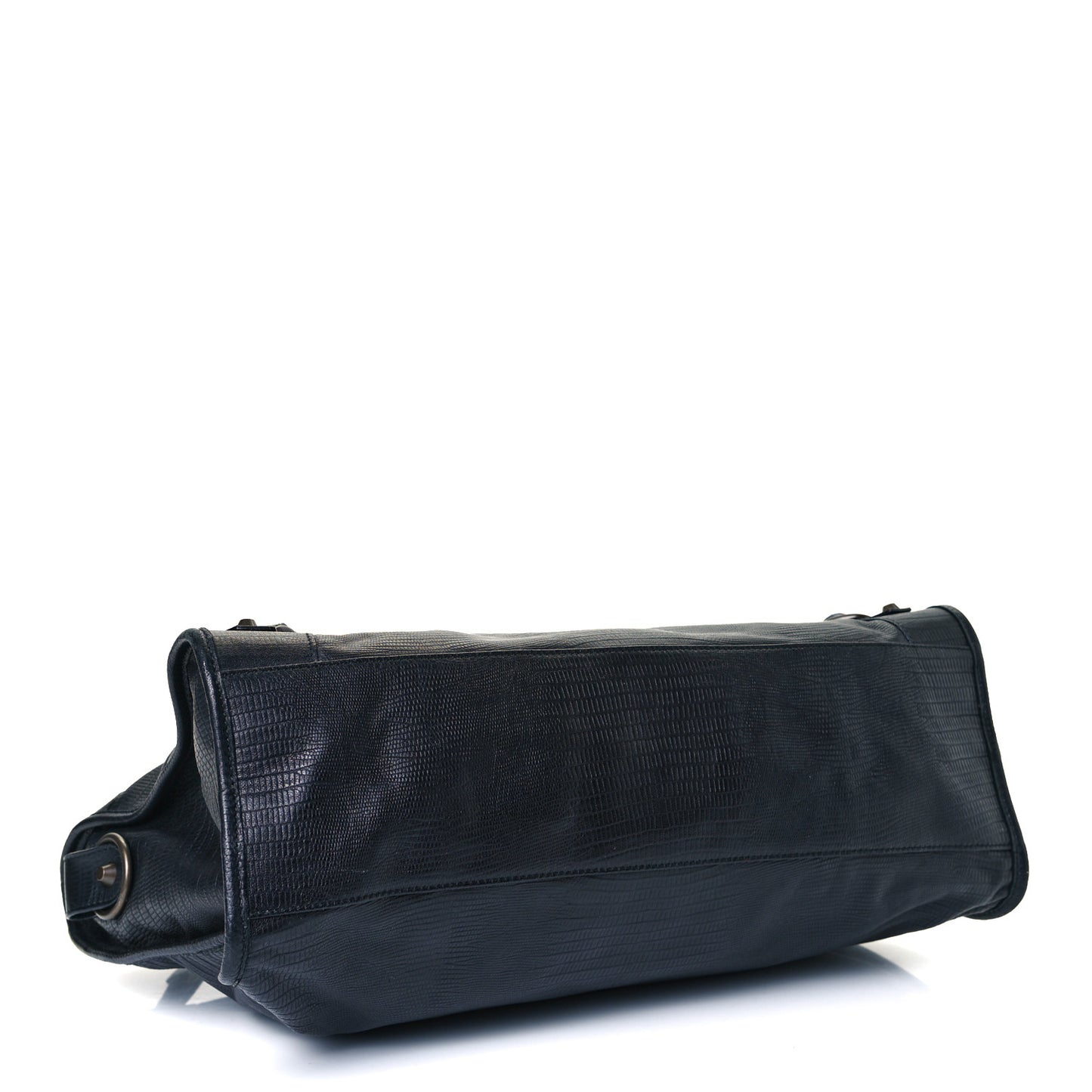 Calfskin Lizard Embossed Classic Hardware City Black