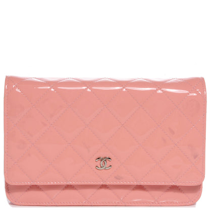 Chanel Patent Quilted Wallet On Chain WOC Pink 1 of 8