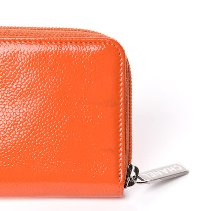 Chanel Patent Caviar Timeless Zip Around Wallet Orange 9 of 10
