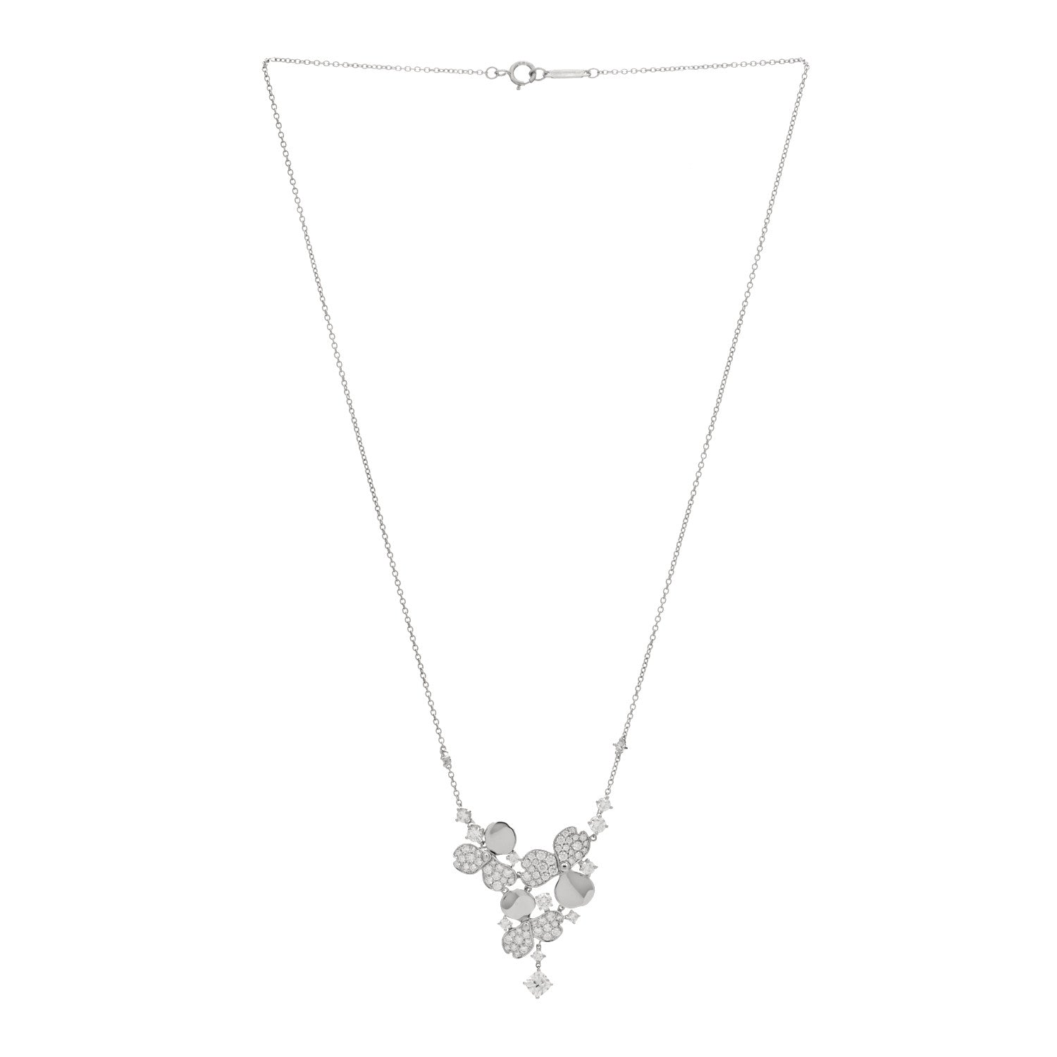 Tiffany Platinum Diamond Paper Flowers Cluster Pendant Necklace 2 of 3