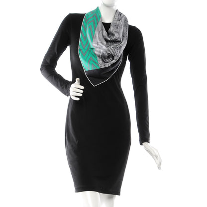 Hermes Silk Manufacture de Boucleries Scarf 90 Gris Noir Menthol 2 of 8