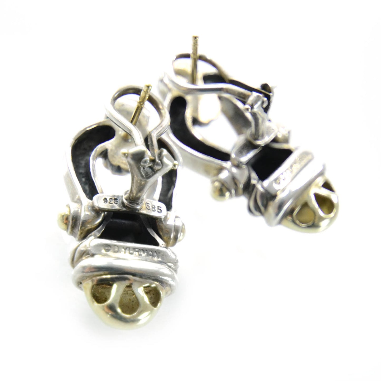 14k Gold and Sterling Silver Buckle Earrings