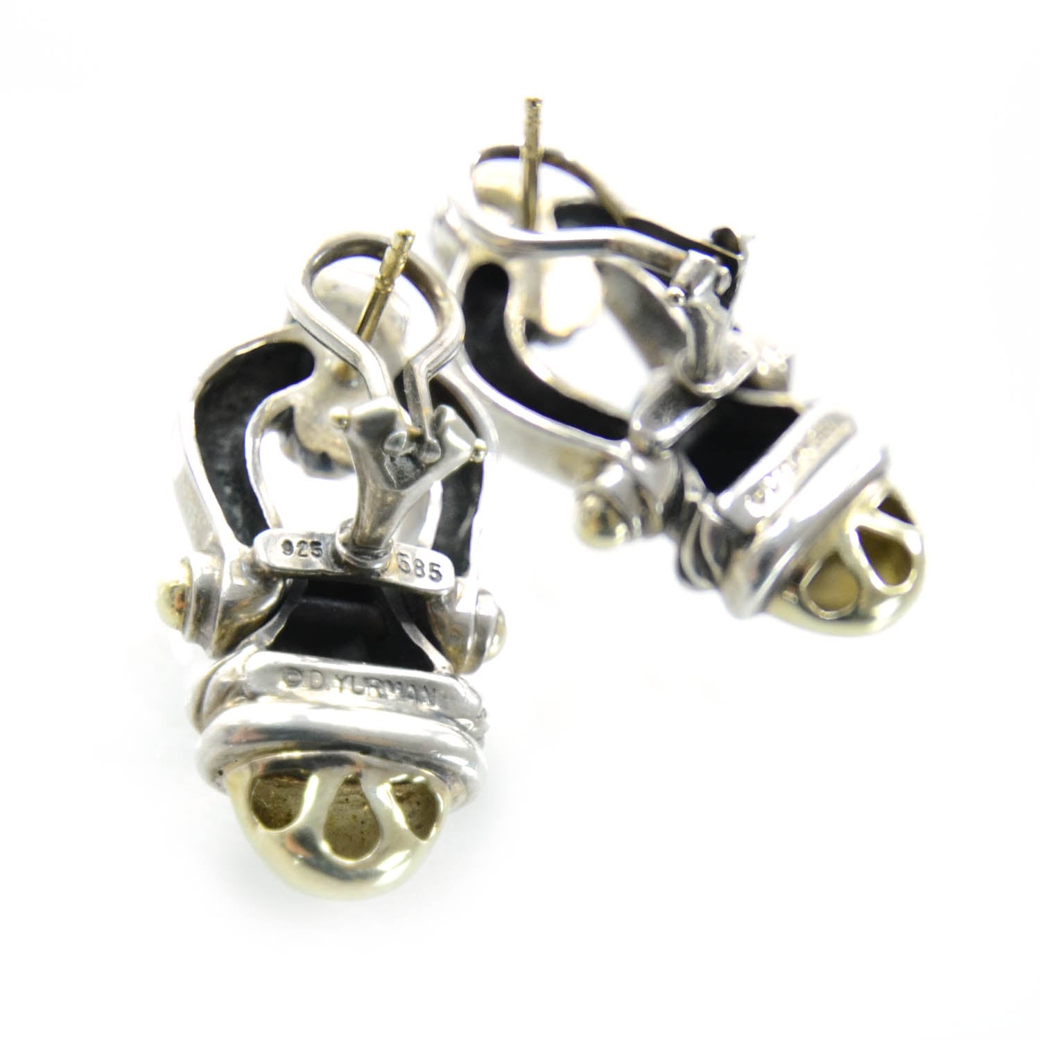 David Yurman 14k Gold and Sterling Silver Buckle Earrings 3 of 4