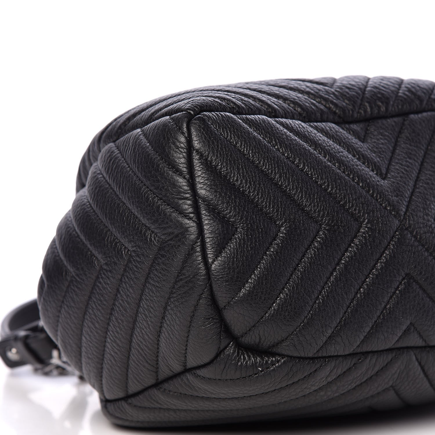 Chanel Deerskin Chevron Small CC Chain Bucket Bag Black 9 of 10