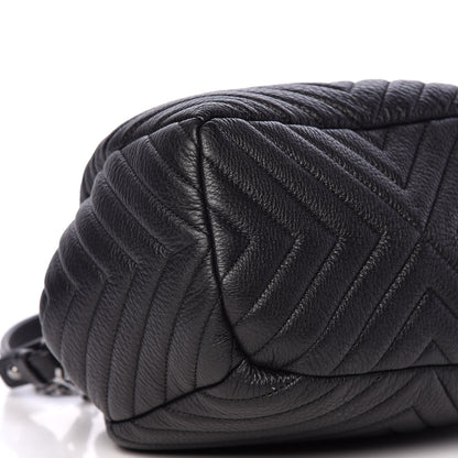 Chanel Deerskin Chevron Small CC Chain Bucket Bag Black 9 of 10