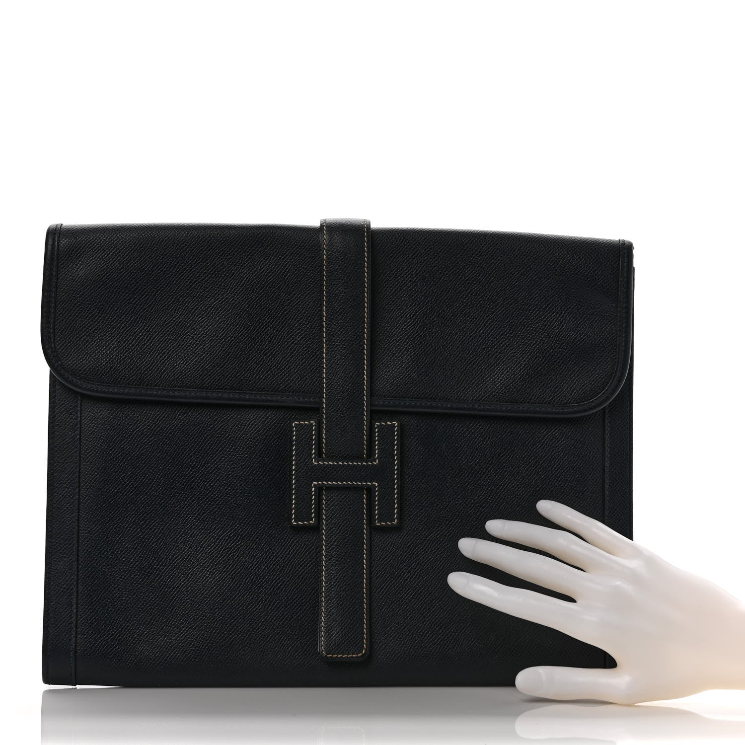 Hermes Courchevel Jige GM Clutch Indigo 4 of 18