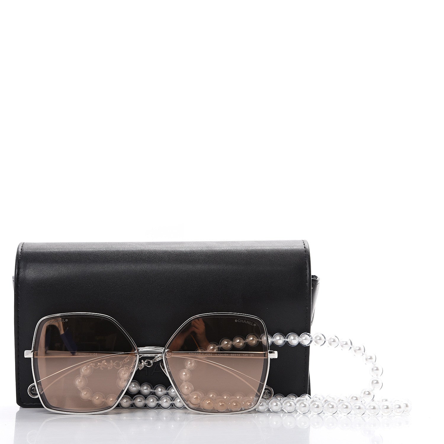 Chanel Butterfly Removable Pearl Chain Sunglasses 4262 Brown 9 of 9