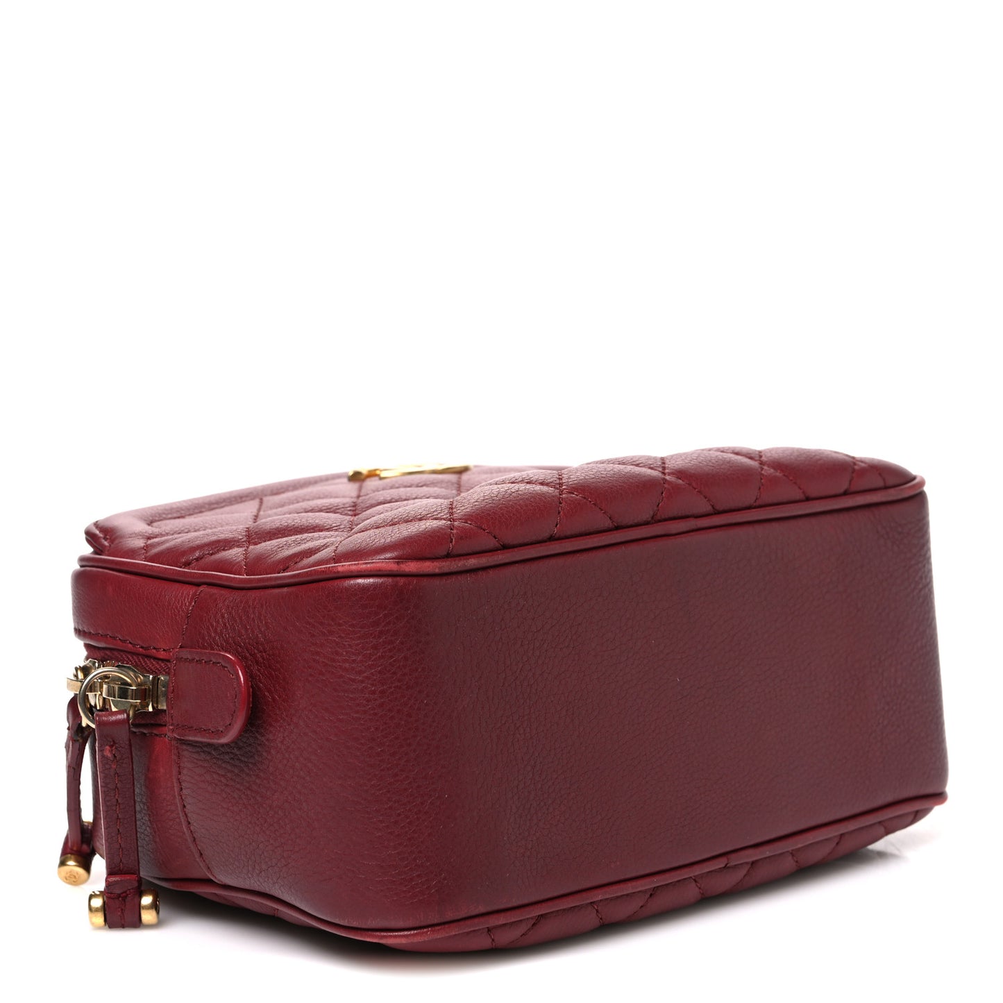 Calfskin Quilted CC Small Vanity Case Dark Red