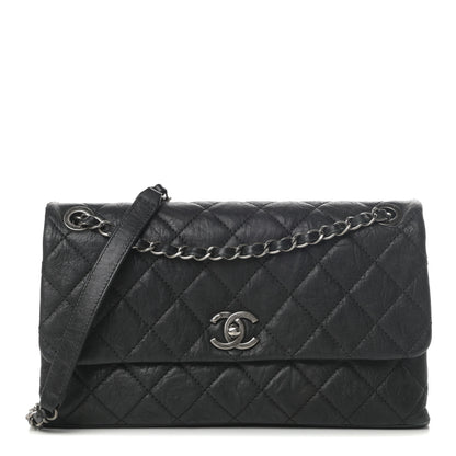 Chanel Crumpled Lambskin Quilted Medium Single Flap Black 1 of 13