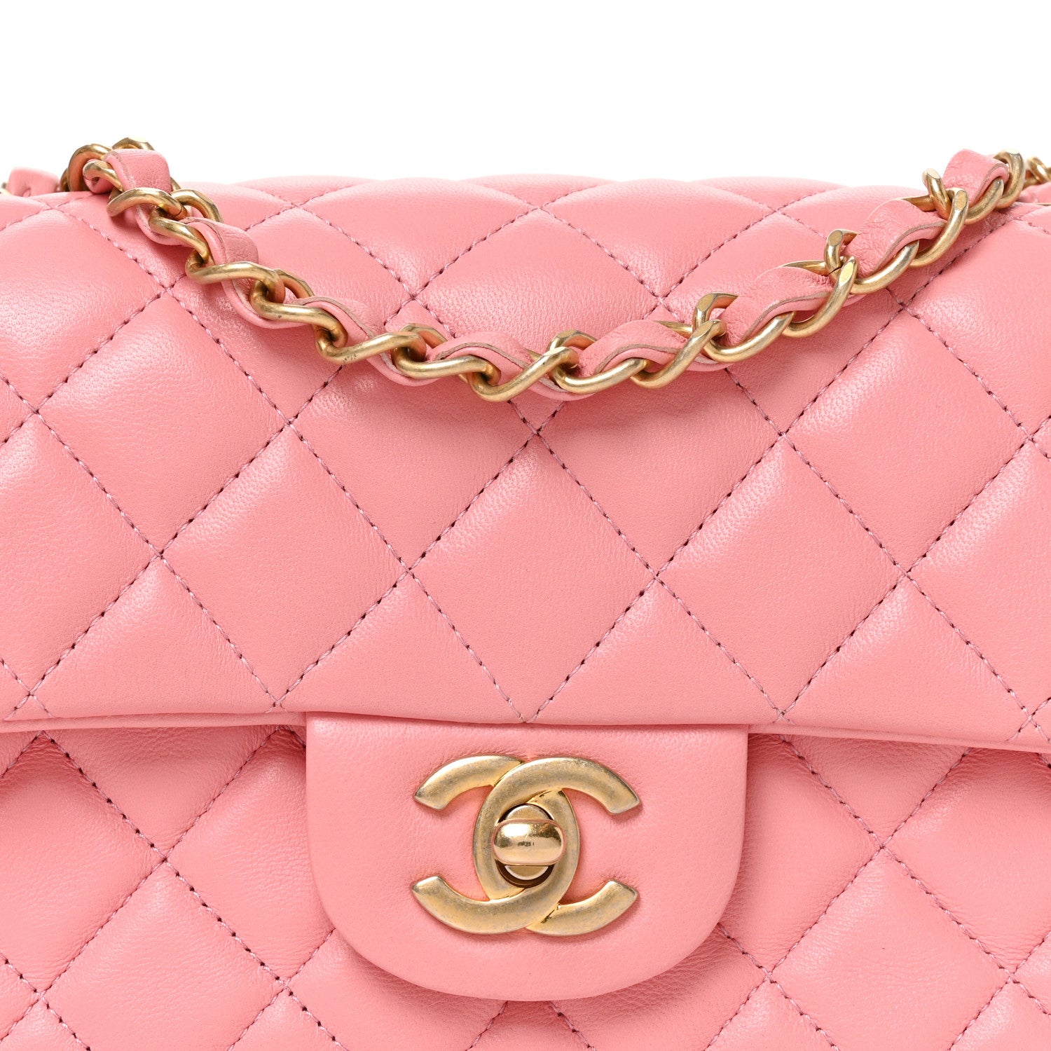 Chanel Lambskin Quilted Mini Rectangular Flap Pink 8 of 10