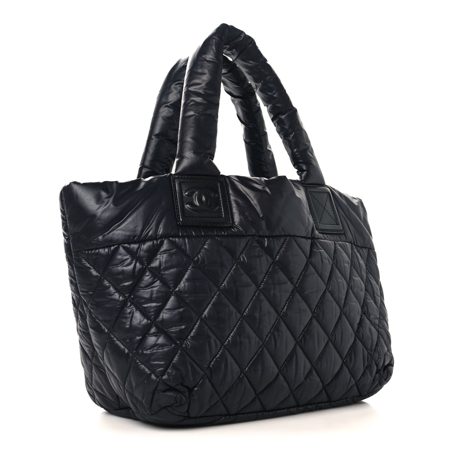Nylon Quilted Small Coco Cocoon Tote Black