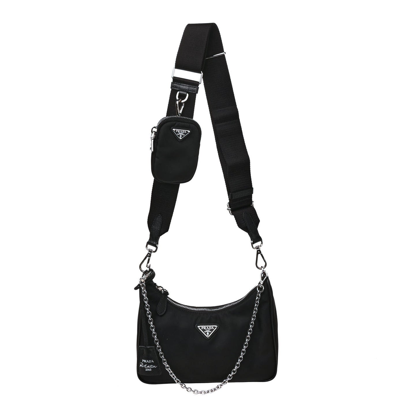 Re-Nylon Saffiano Re-Edition 2005 Shoulder Bag Black
