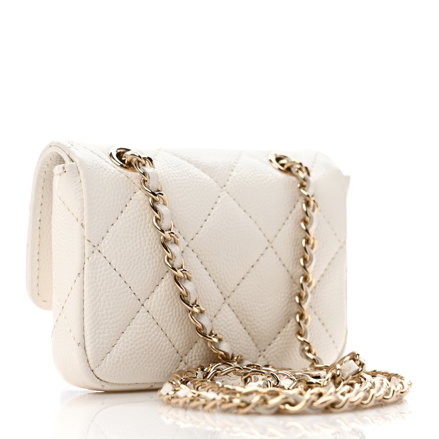 Chanel Caviar Quilted Mini Chain Belt Bag White 2 of 10