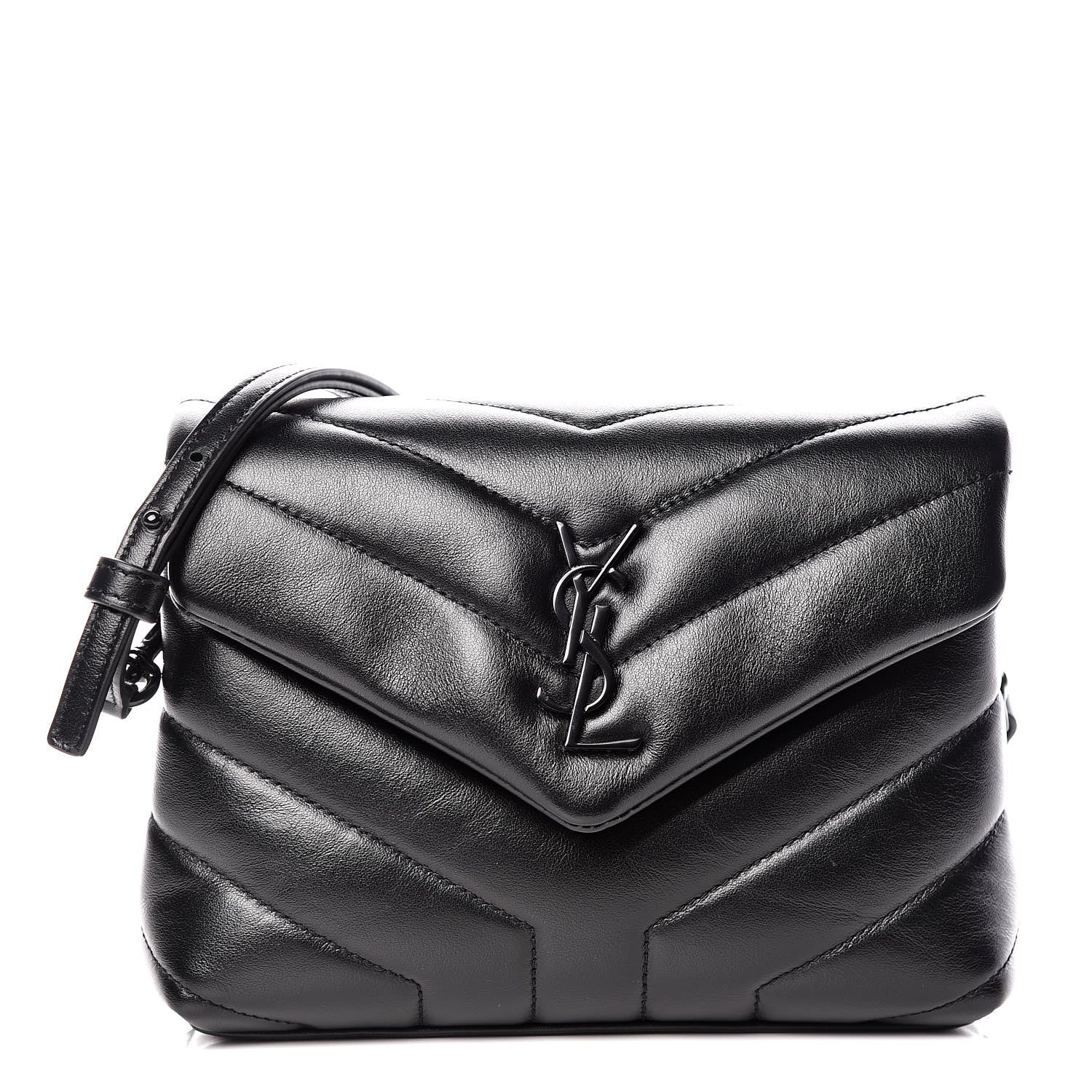 Saint Laurent Calfskin Y Quilted Monogram Toy Loulou Crossbody Bag Black 1 of 10