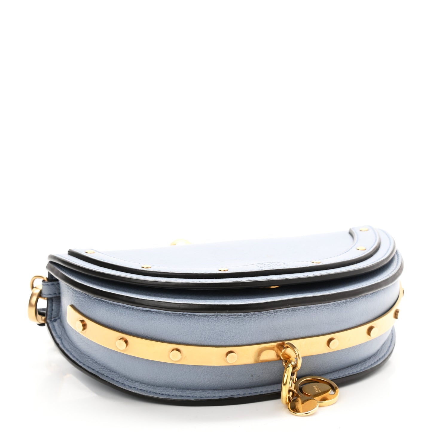 Calfskin Small Nile Bracelet Minaudiere Bag Washed Blue
