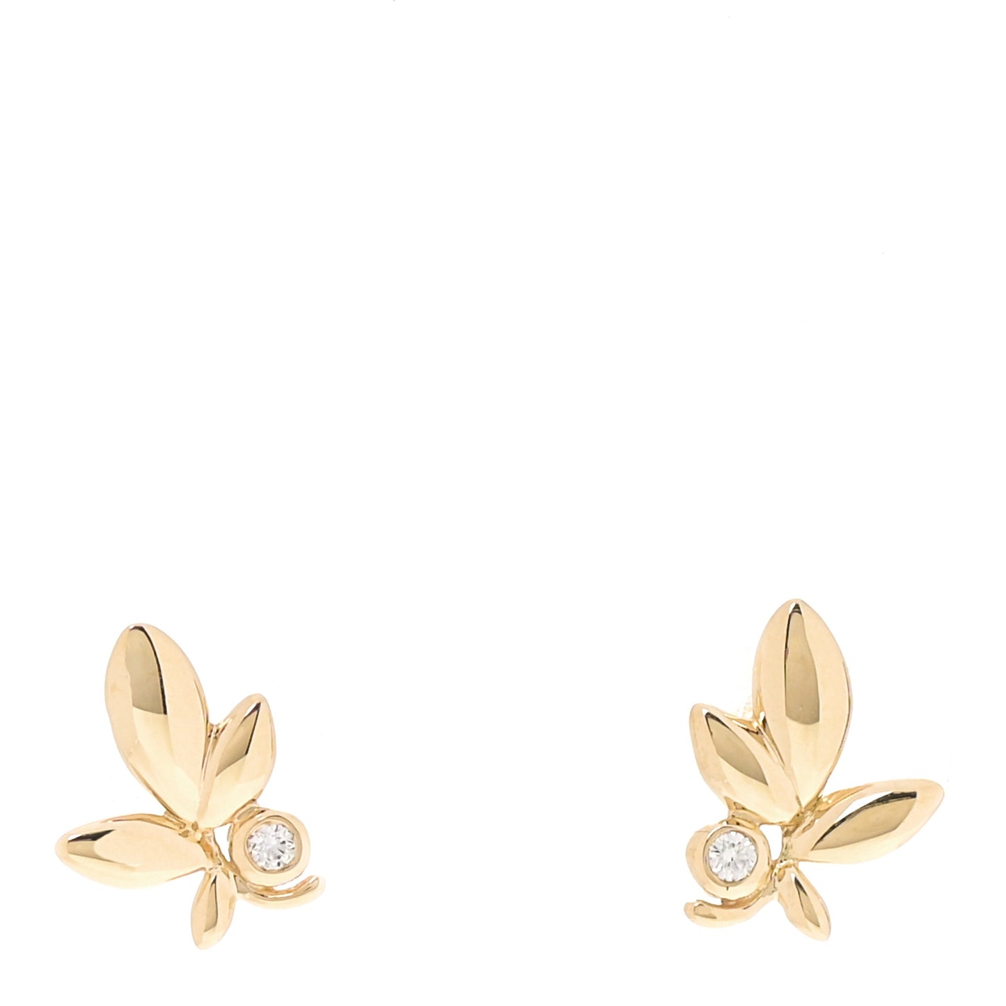 18K Yellow Gold Diamond Paloma Picasso Olive Leaf Earrings