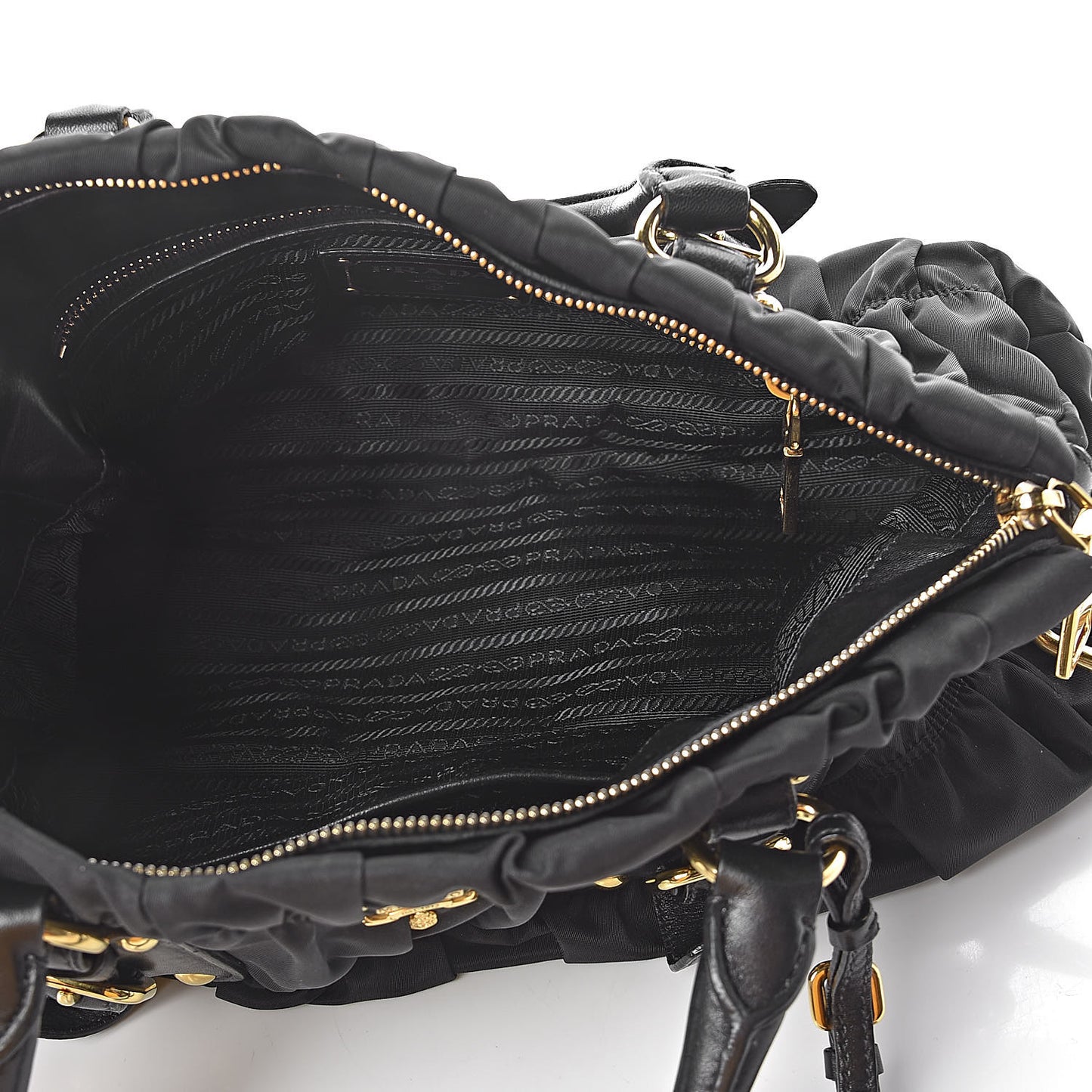 Tessuto Nylon Gaufre Shopping Satchel Black