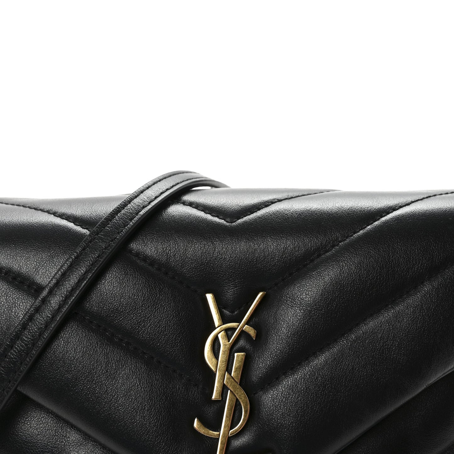 Calfskin Y Quilted Monogram Toy Loulou Crossbody Bag Black