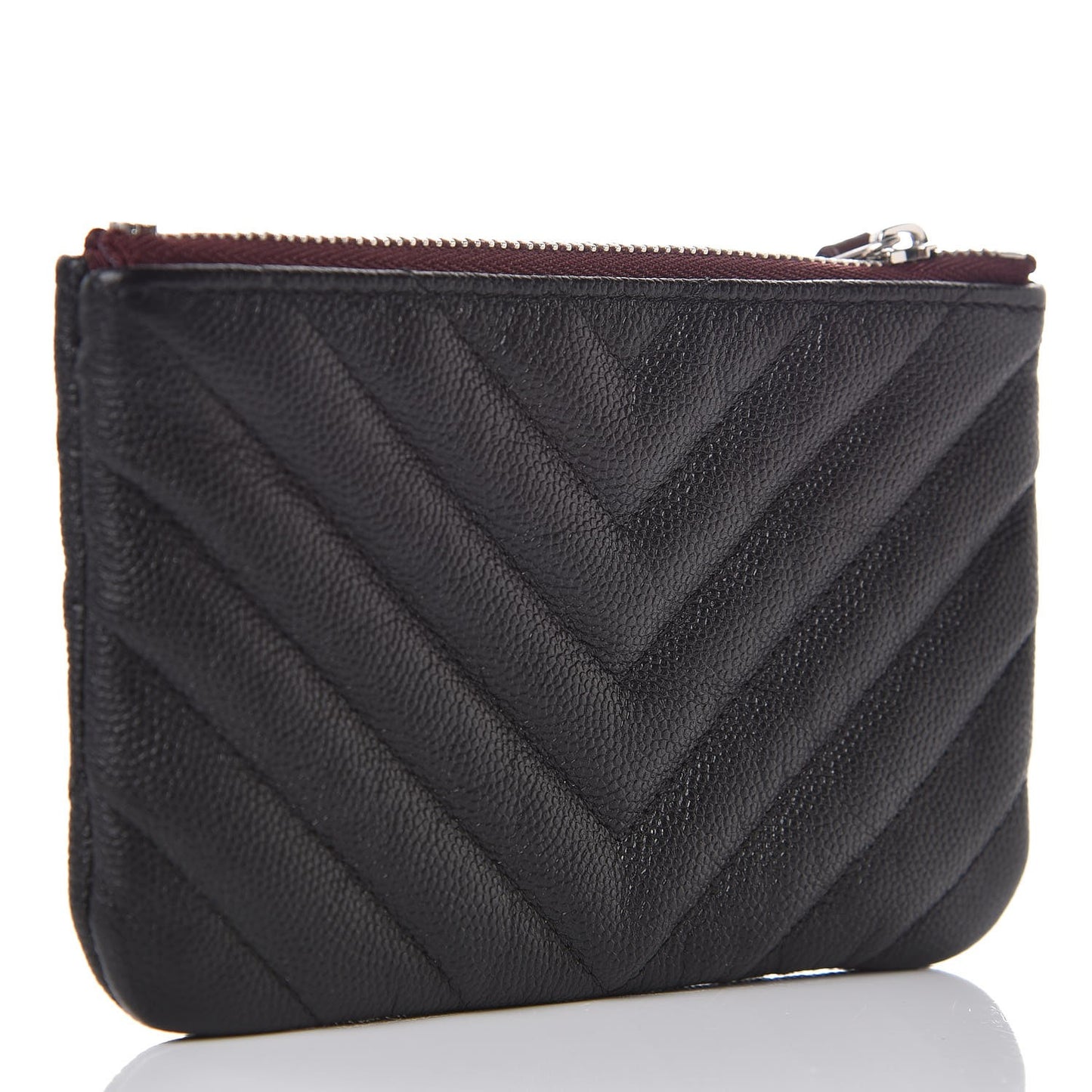 Caviar Chevron Quilted Small Cosmetic Case Black