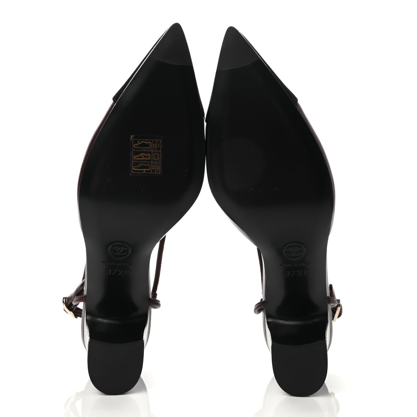 Lambskin Satin Slingback Cap Toe Bow Pumps 37.5 Burgundy Black